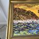 Oil painting on canvas landscape sunset framed vintage