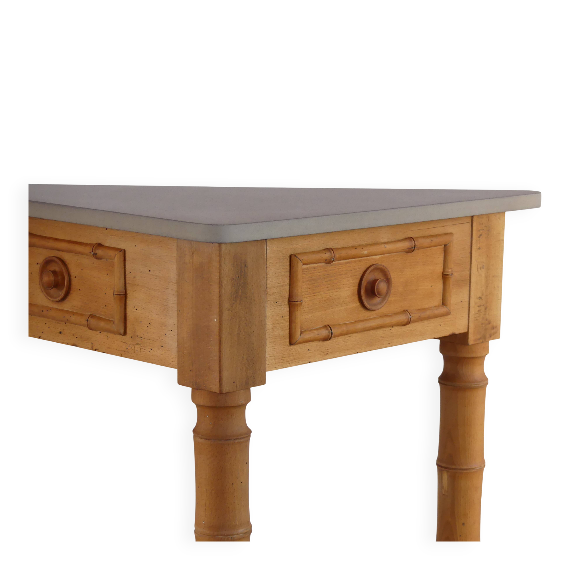 Wooden console table imitating bamboo