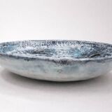 Large hollow ceramic dish signed Oliva – relief rooster decoration –