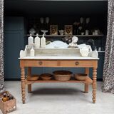 Antique pine and marble toilet furniture (renovated)