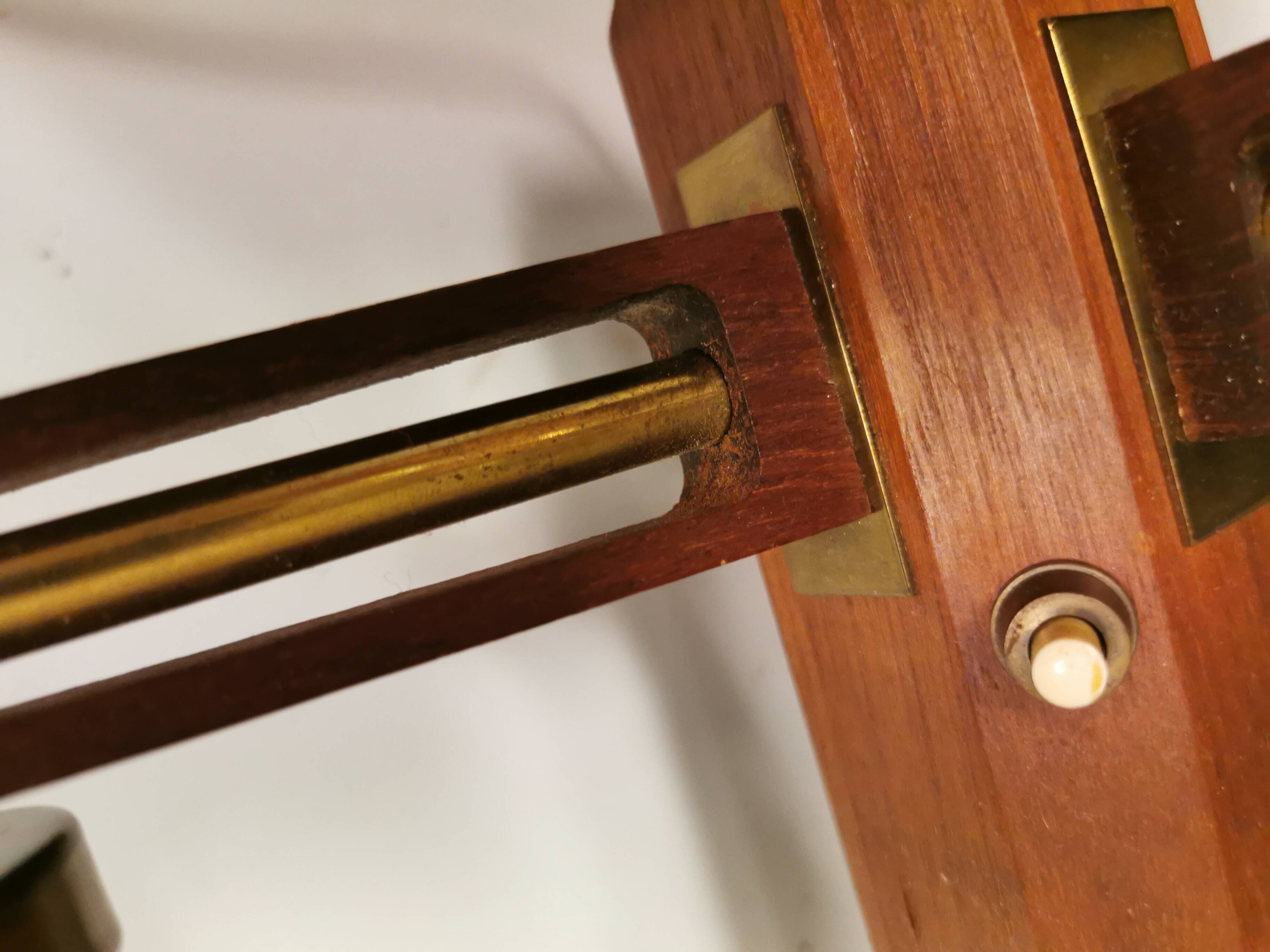 Danish double wall light in teak, brass and crystal glass.