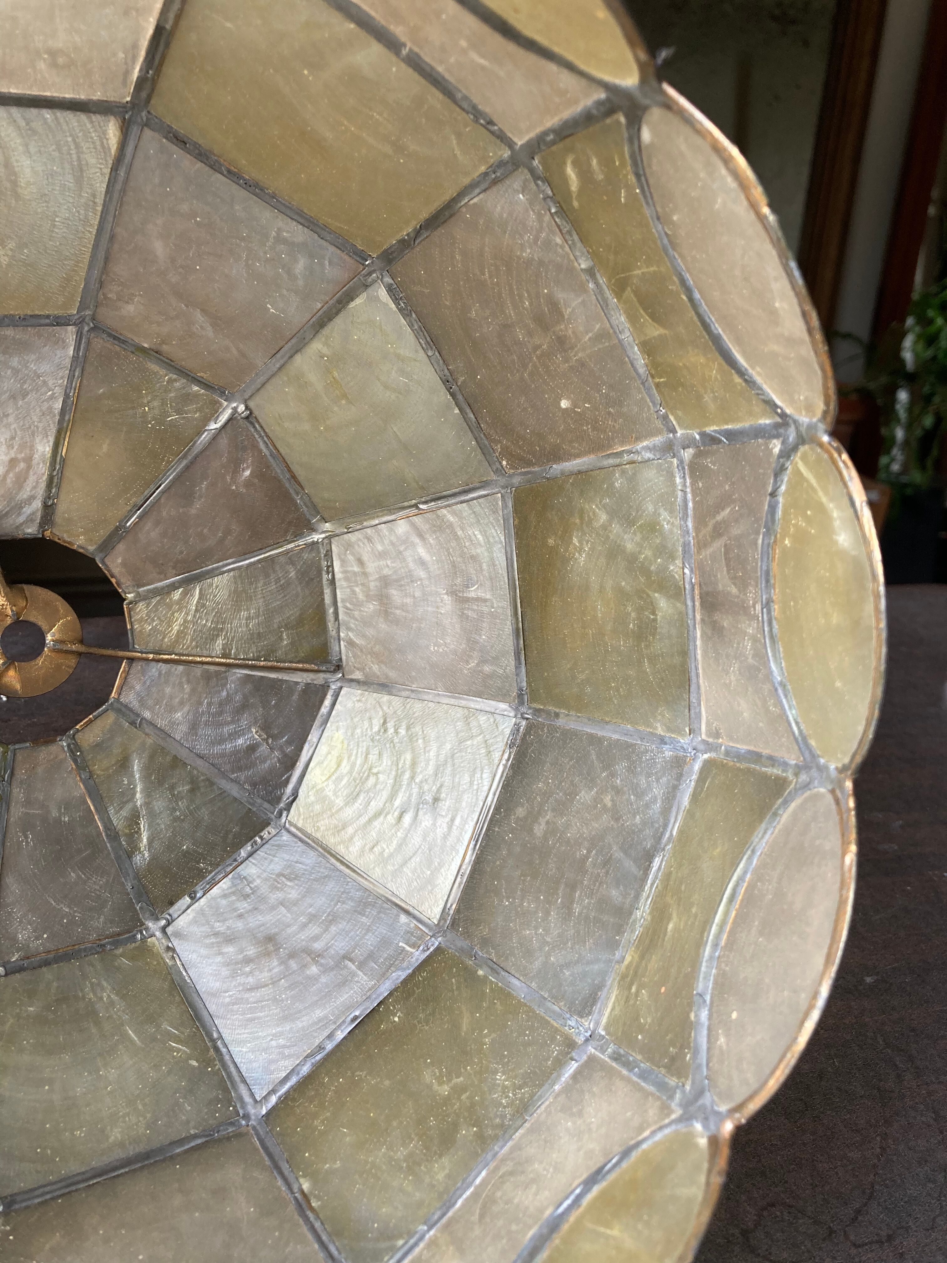 Mother-of-pearl and brass pendant lamp 1960