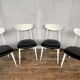 Série de 4 chaises scandinave blanche et noir  Ingrid de Stella 1960.