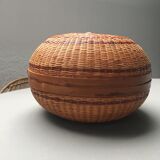 Lot of 3 bamboo lidbaskets