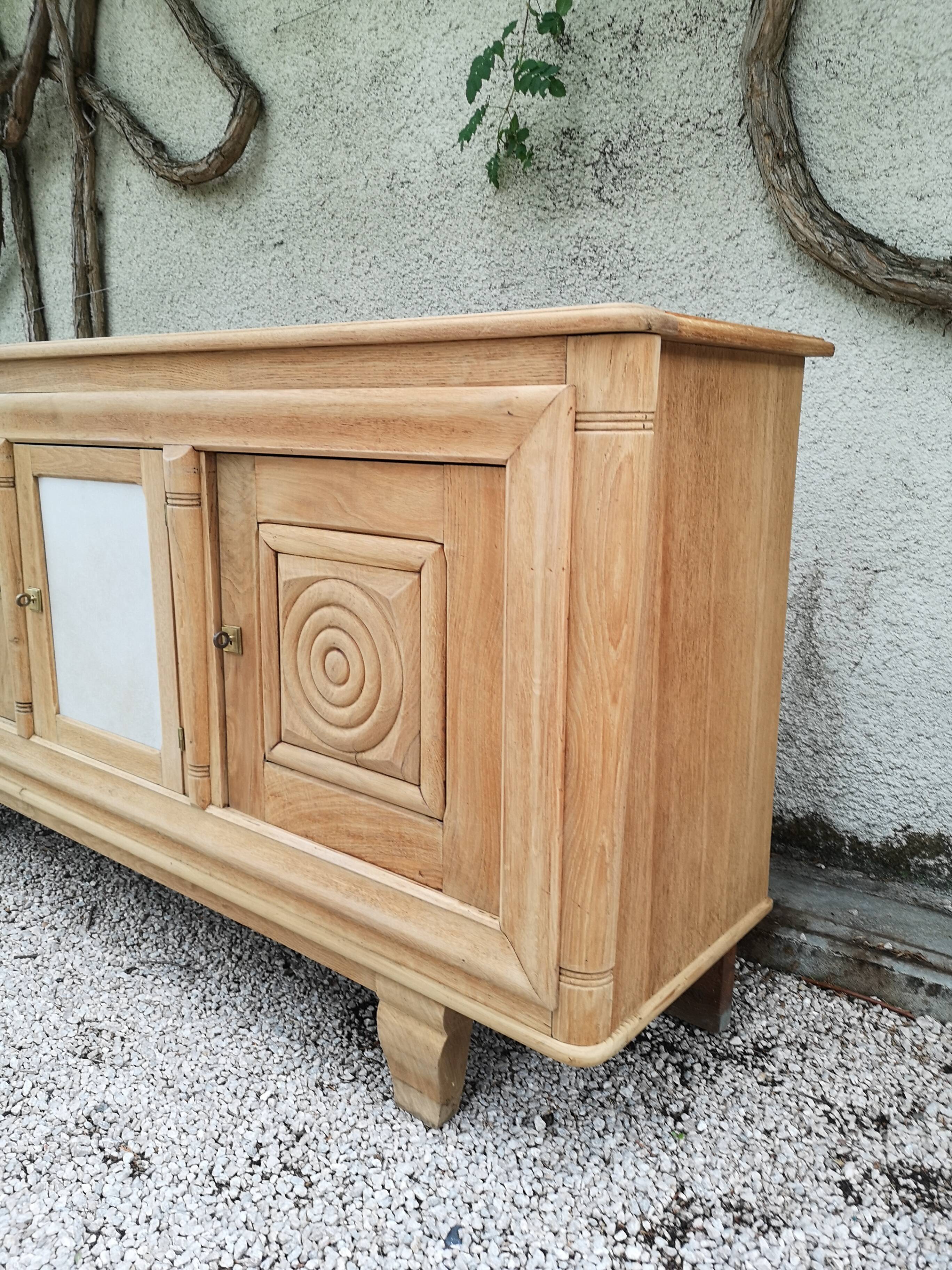 Sideboars-d 2 whitewashed oak doors and 1 beige ceramic door