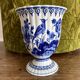 Delft planter vase with cobalt blue decoration.