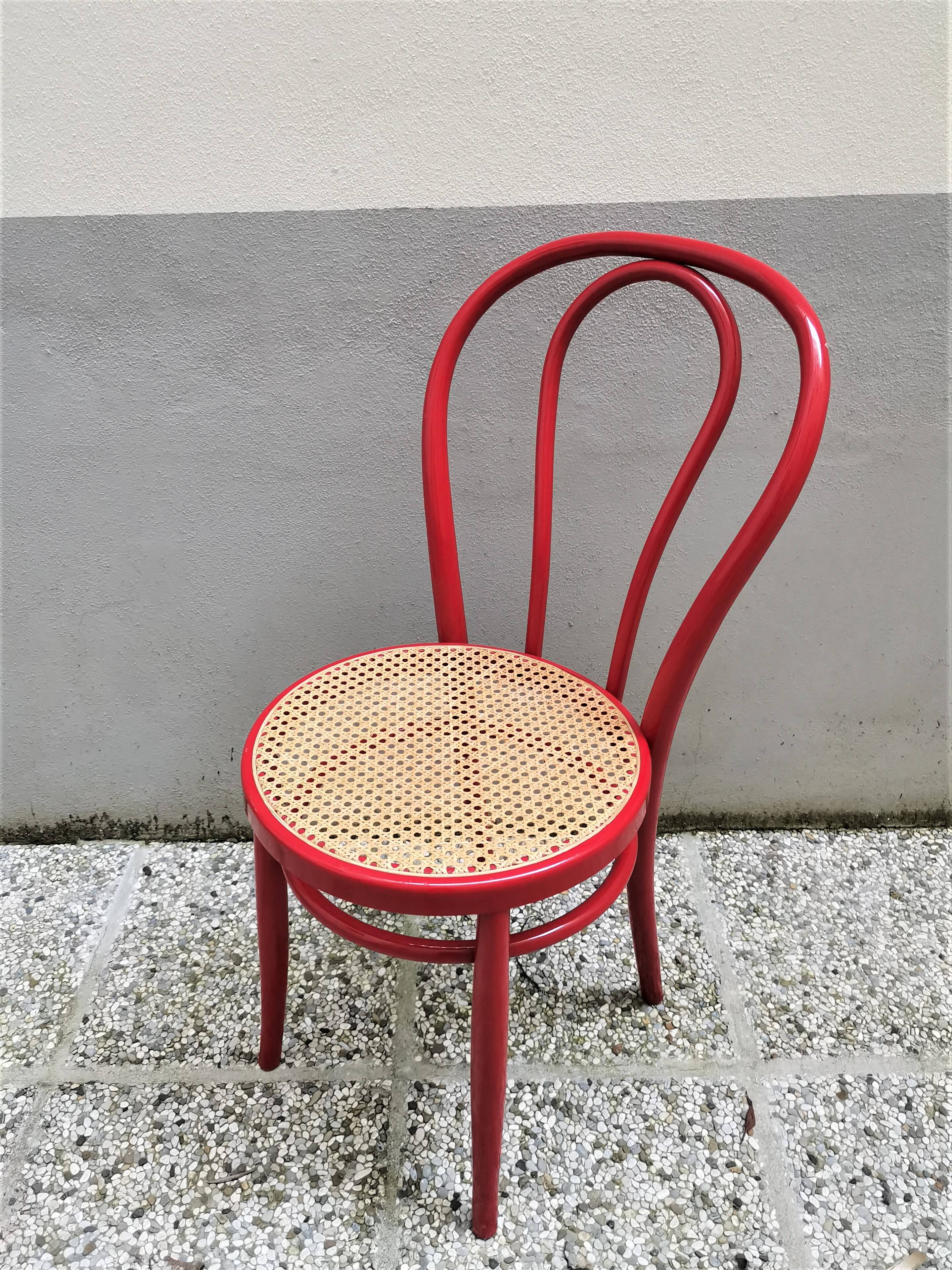 Chaise de salle à manger rouge, années 1980