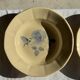 Set of 12 beige, pink, and blue deep plates from Digoin Sarreguemines, vintage.