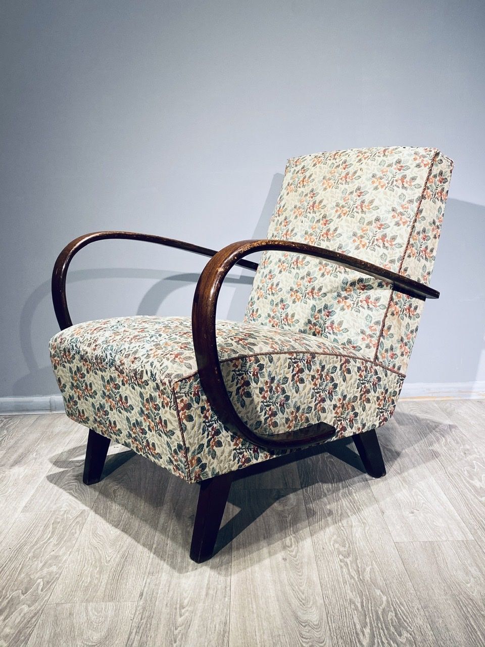 Paire de fauteuils vintage Halabala H 227 Art Déco