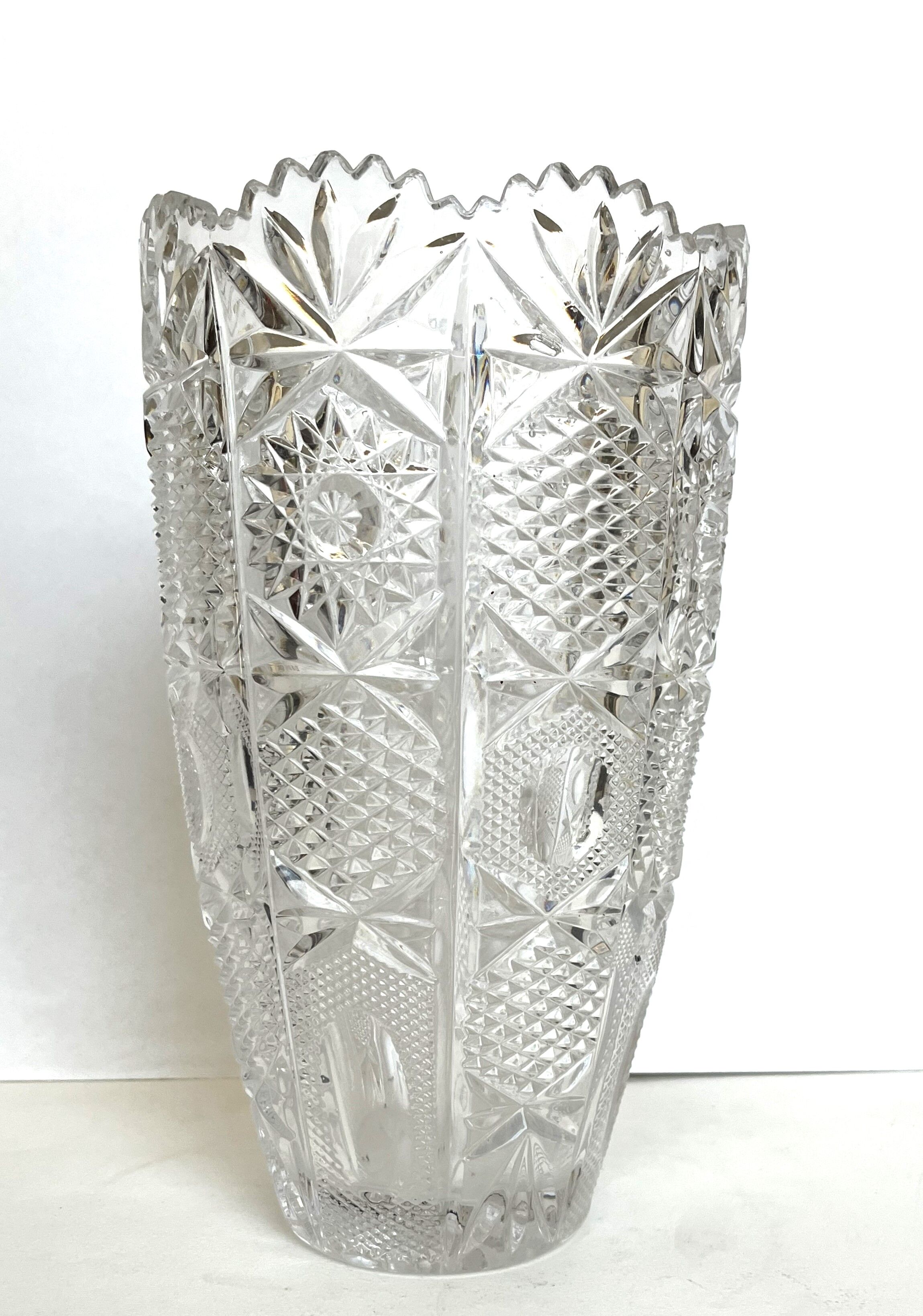 Carved crystal vase