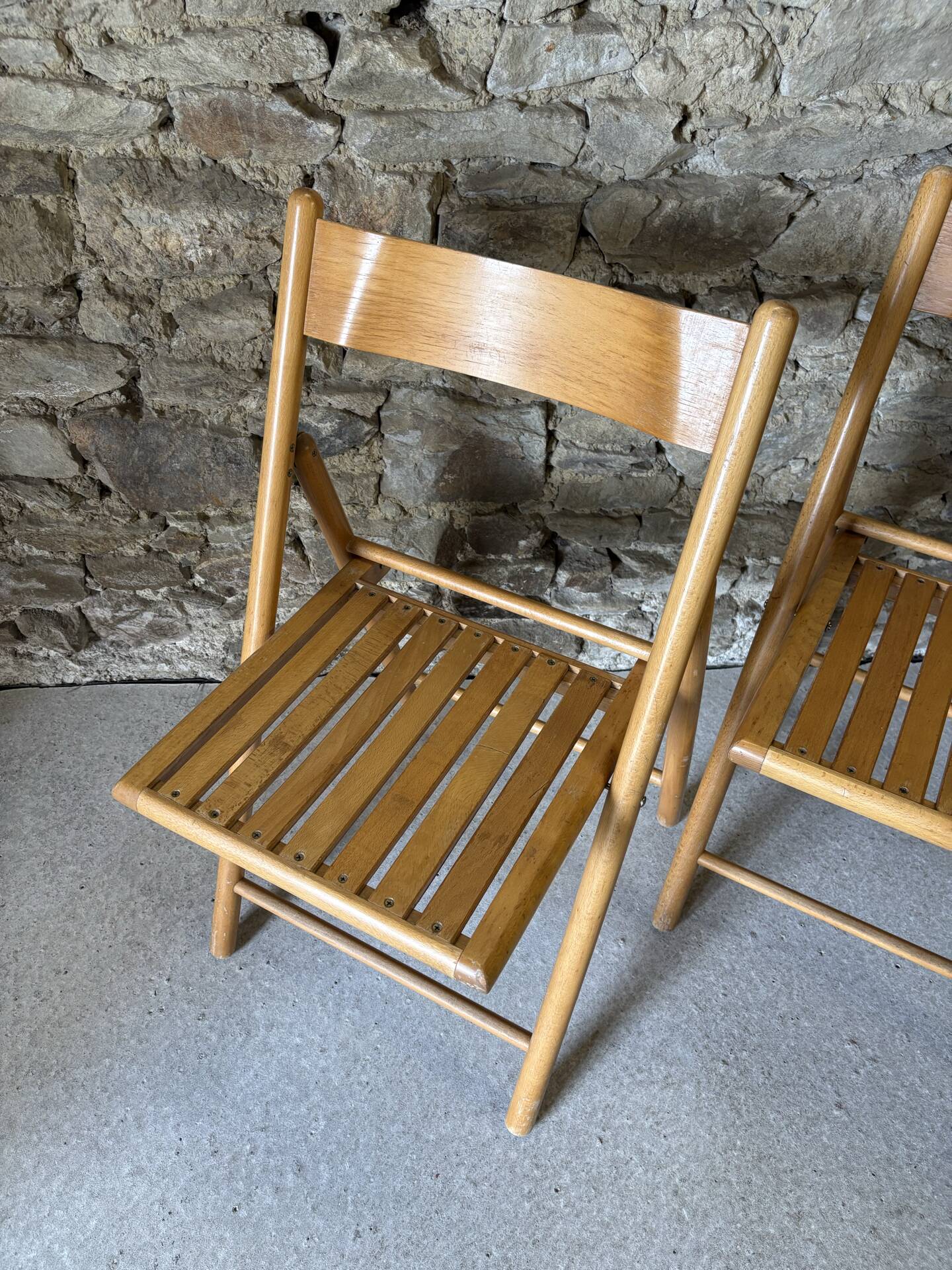 4 folding wooden chairs for Habitat, 1980