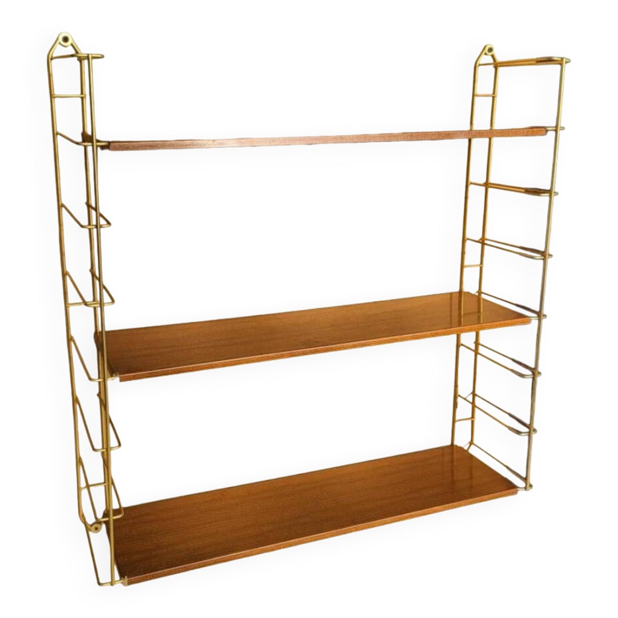 String wall shelf 3 shelves metal wood Tomado style