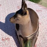 Ancient zoomorphic terrine in the shape of a deer, enamelled earthenware, Caugant