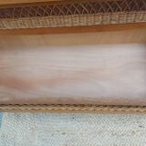 commode pieds compas, osier, vintage