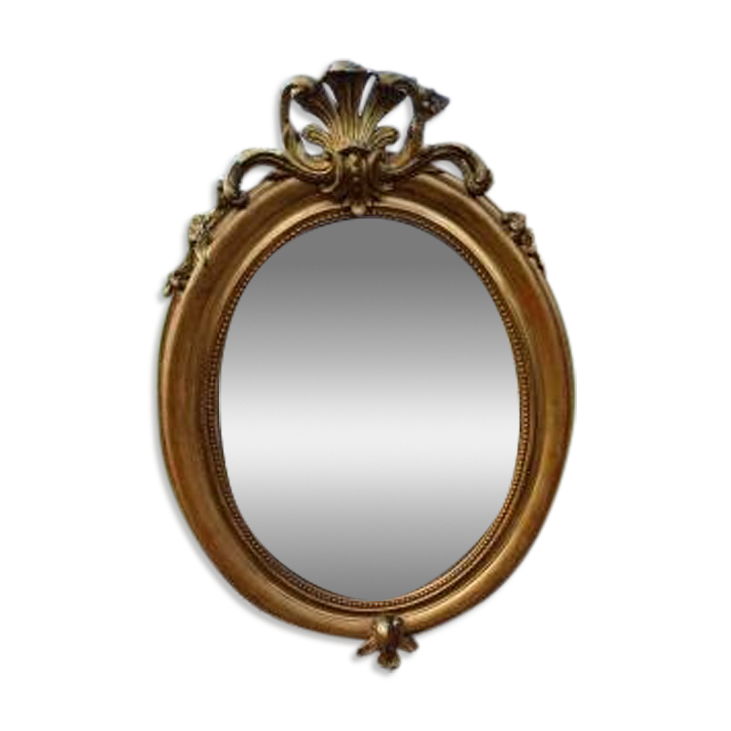 Miroir ovale en bois et stuc doré 19ème