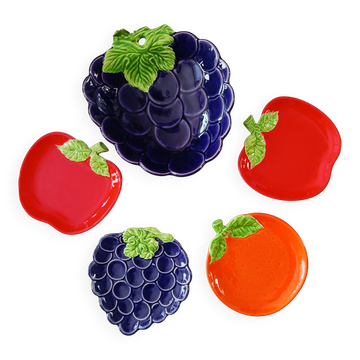 Coupe et coupelles en barbotine fruits