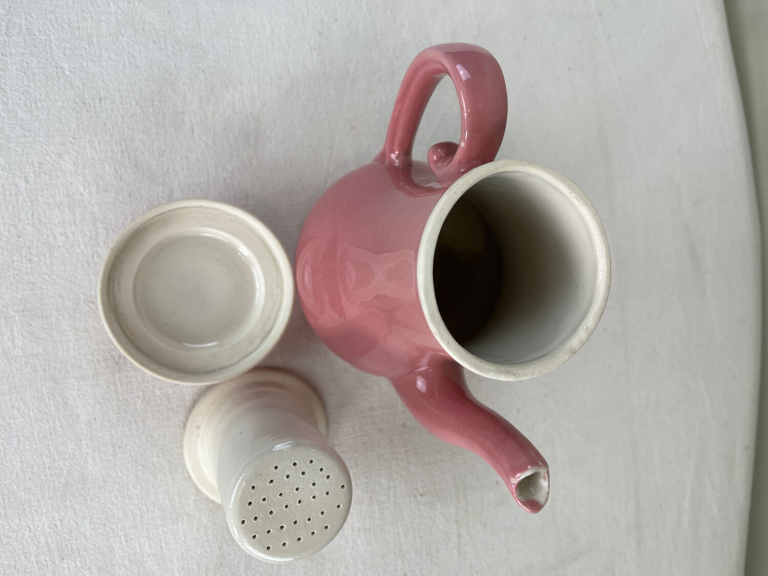 Vintage pink ceramic teapot