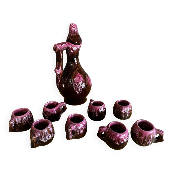 Service à Liqueur Vallauris - Carafe et 8 Gobelets