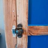 Vintage wooden factory wardrobe