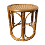 Table tasse d’appoint en rotin chevet guéridon en osier vintage ronde