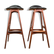 Pair of danish high stools in teak and black skaï model od61 by erik buch for oddense .