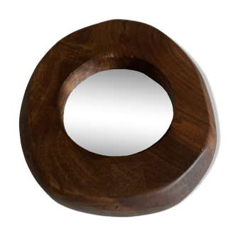 1970 brutalist mirror in elm by Richard Lecompte dlg A. Noll popular art