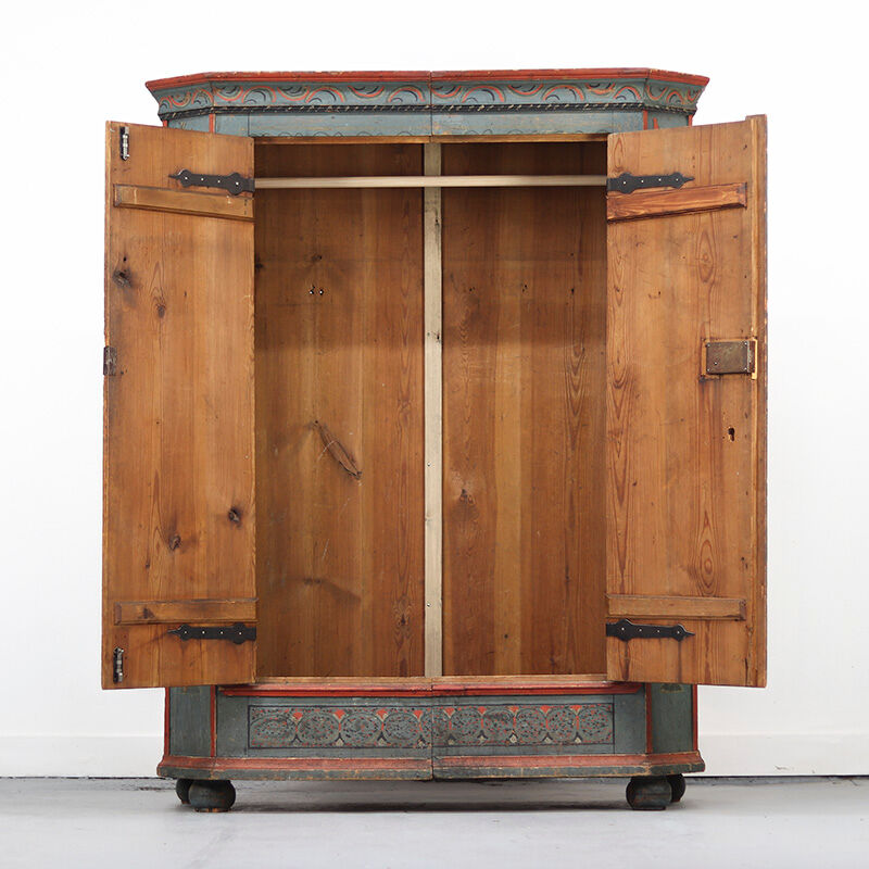 Rustic Farmhouse Folk Art Painted Bridal Cabinet dated 1806