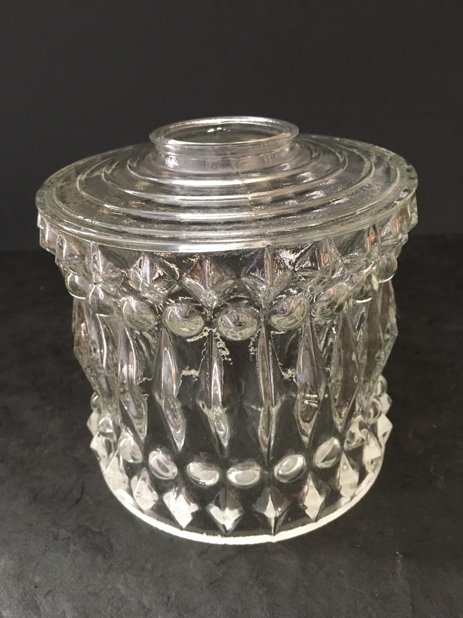 Antique globe in transparent white glass worked