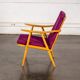 Boomerang armchair in mauve fabric