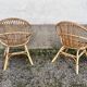 Paire de chaise loveuse fauteuil en rotin bambou 1950