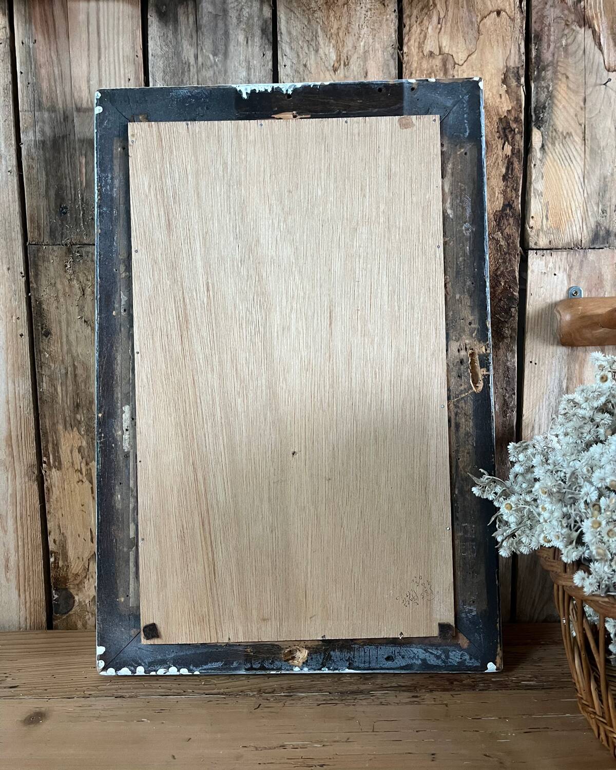 Antique white patinated mirror