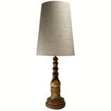 Art Deco Mid-Century Curved Wood Table Lamp, 1950s