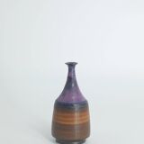 Small MidCentury Swedish Modern Collectible Brown & Purple Stoneware Vases by Gunnar Borg , Set of 4