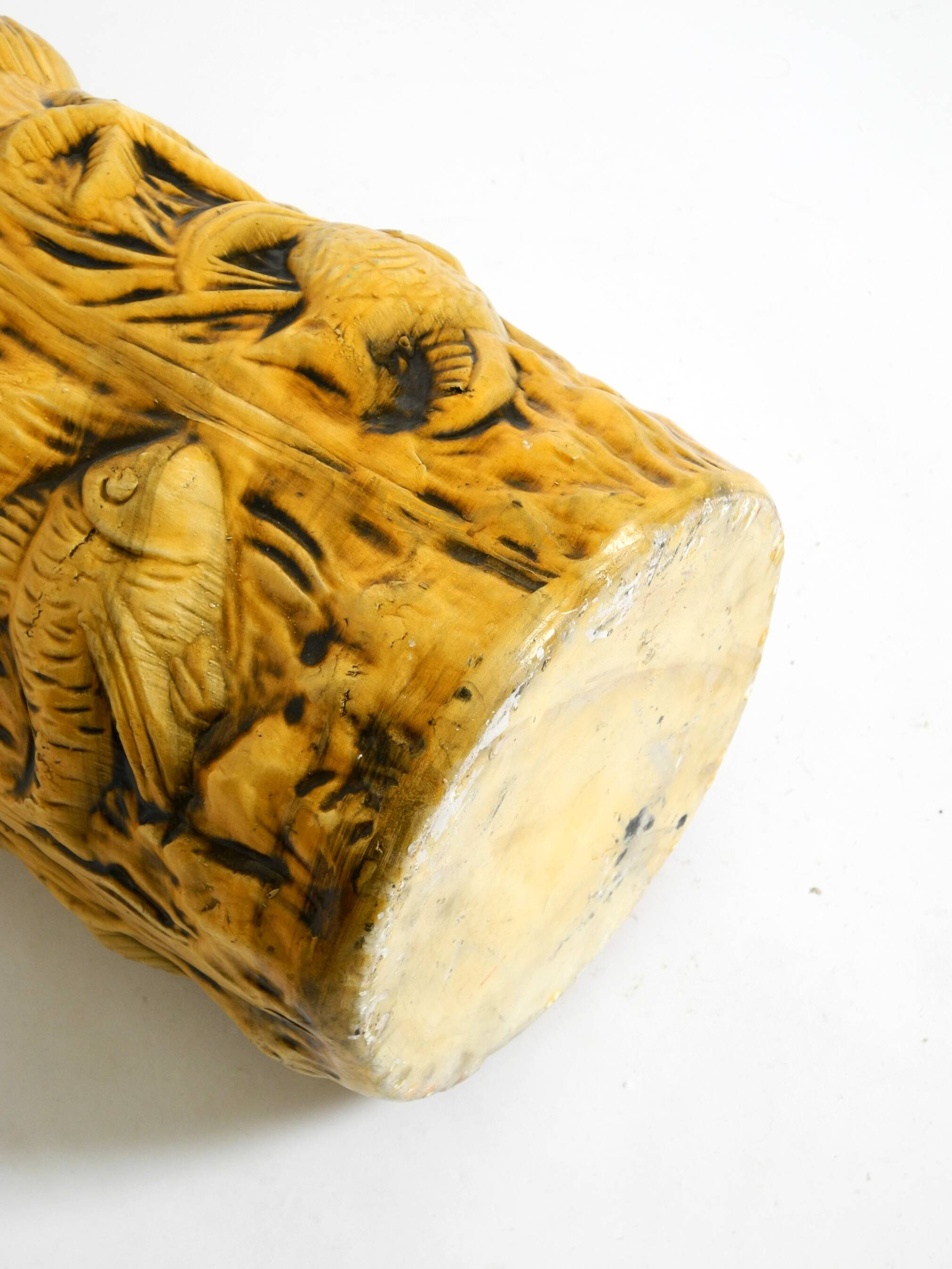 Large handmade glazed ceramic floor vase, handled vase with maritime motifs