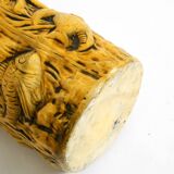 Large handmade glazed ceramic floor vase, handled vase with maritime motifs