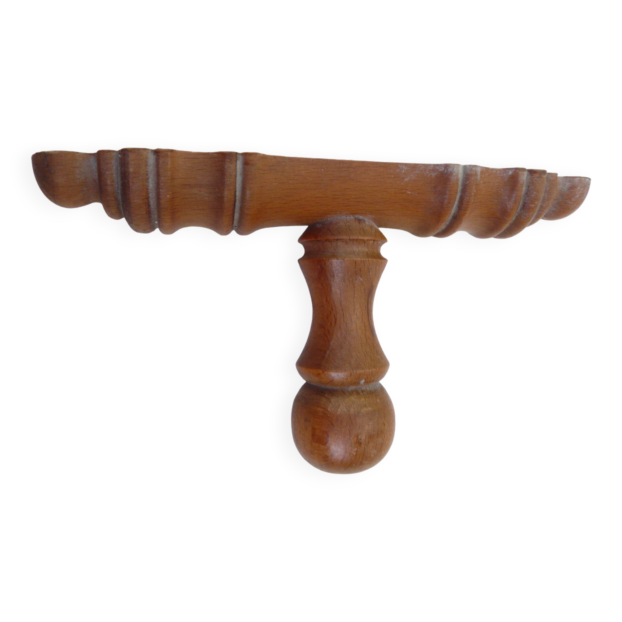 Wall-mounted coat rack circa 1940 in bamboo-style wood with 1 hook