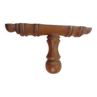 Wall-mounted coat rack circa 1940 in bamboo-style wood with 1 hook