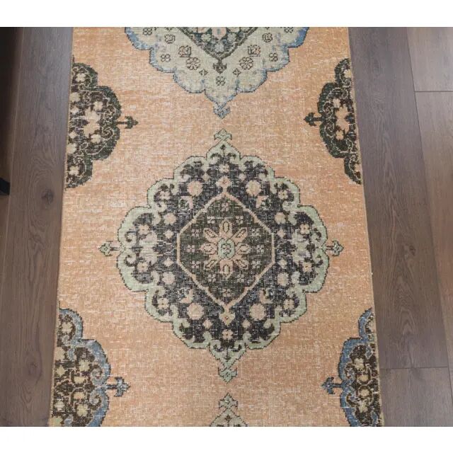Vintage Turkish Oushak Handmade Wool Runner 82x285