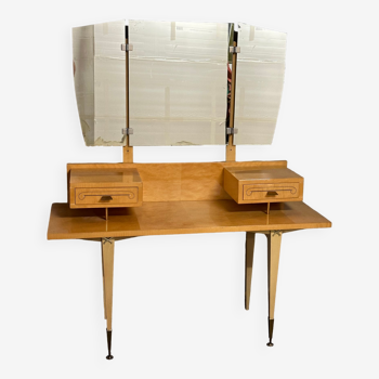 Vintage dressing table 1950 / 1960 with folding and removable mirror: convertible into an office