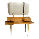 Vintage dressing table 1950 / 1960 with folding and removable mirror: convertible into an office