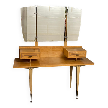Vintage dressing table 1950 / 1960 with folding and removable mirror: convertible into an office