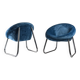 Pair of Italian Chrome and Blue Velvet Armchairs, 1970s
