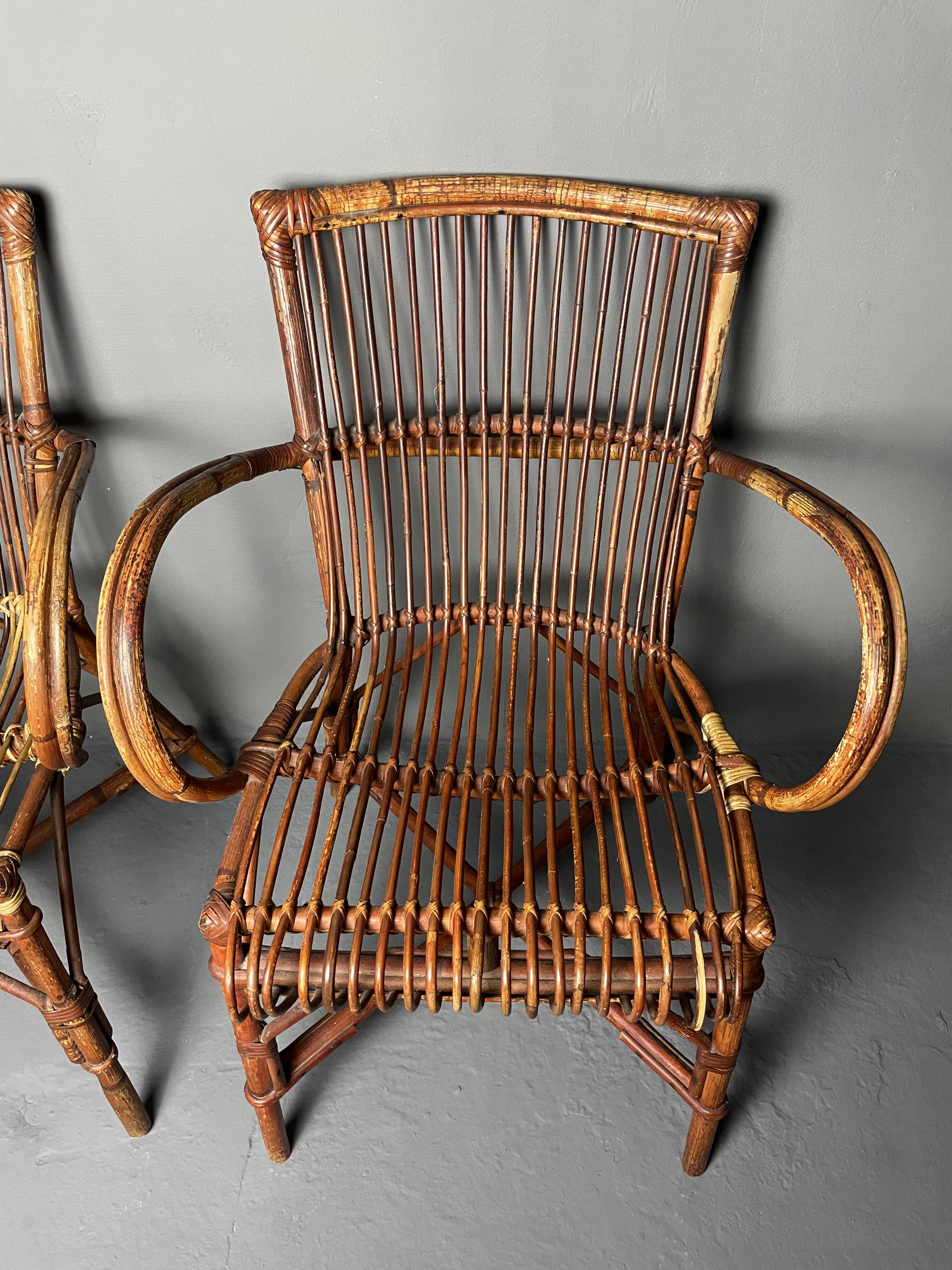 Paire de fauteuils en rotin 1930