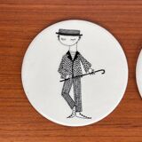 Mid-century ceramic coasters by Bjørn Wiinblad, 1960s, set of 5.