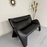 Old 2/3 seater lounge sofa designed by Jan Armgardt for Leolux in black leather