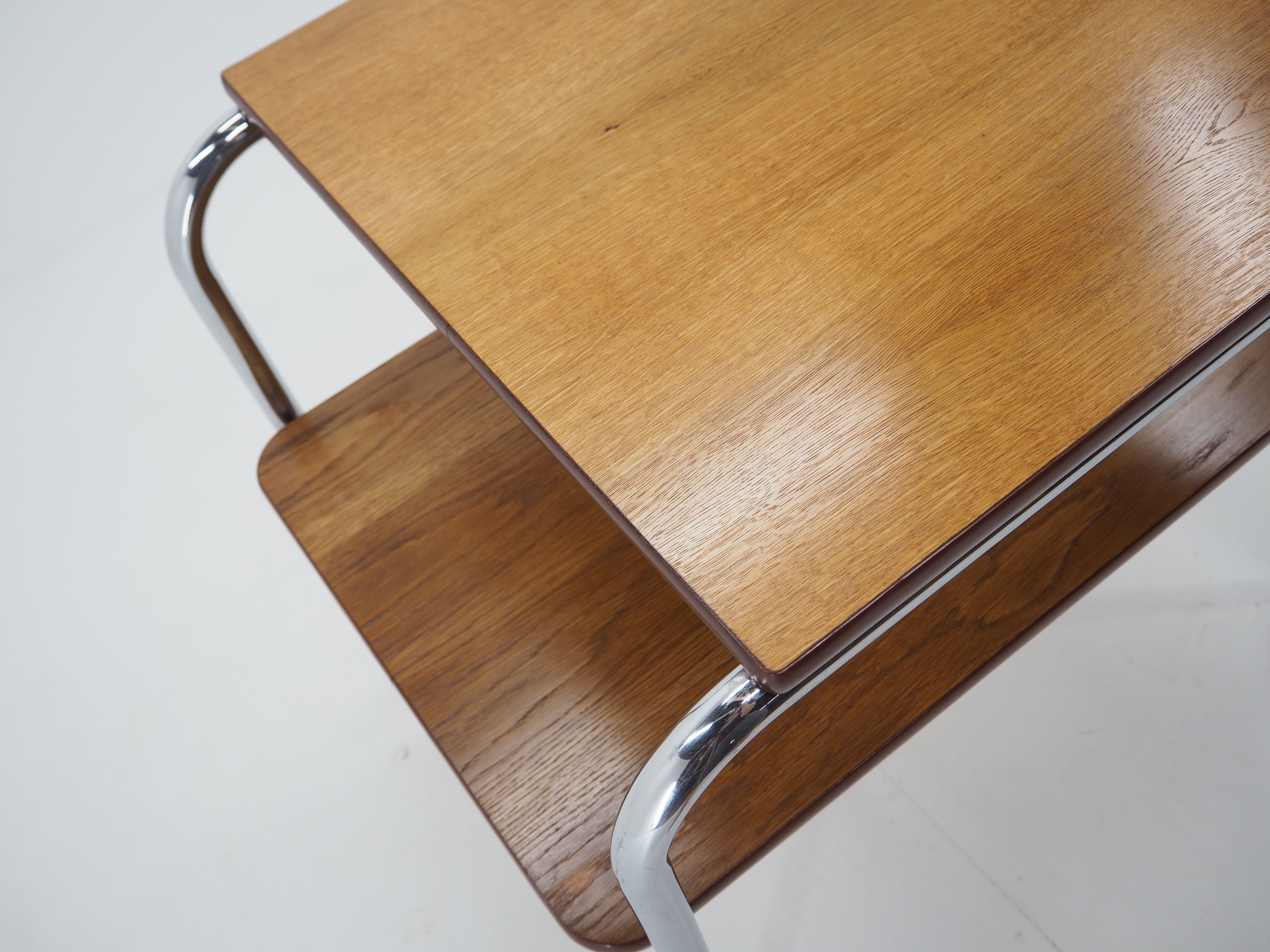 Table art déco chrome et bois, années 1940