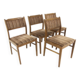 Set of 4 Scandinavian beech chairs, Sweden, 1960