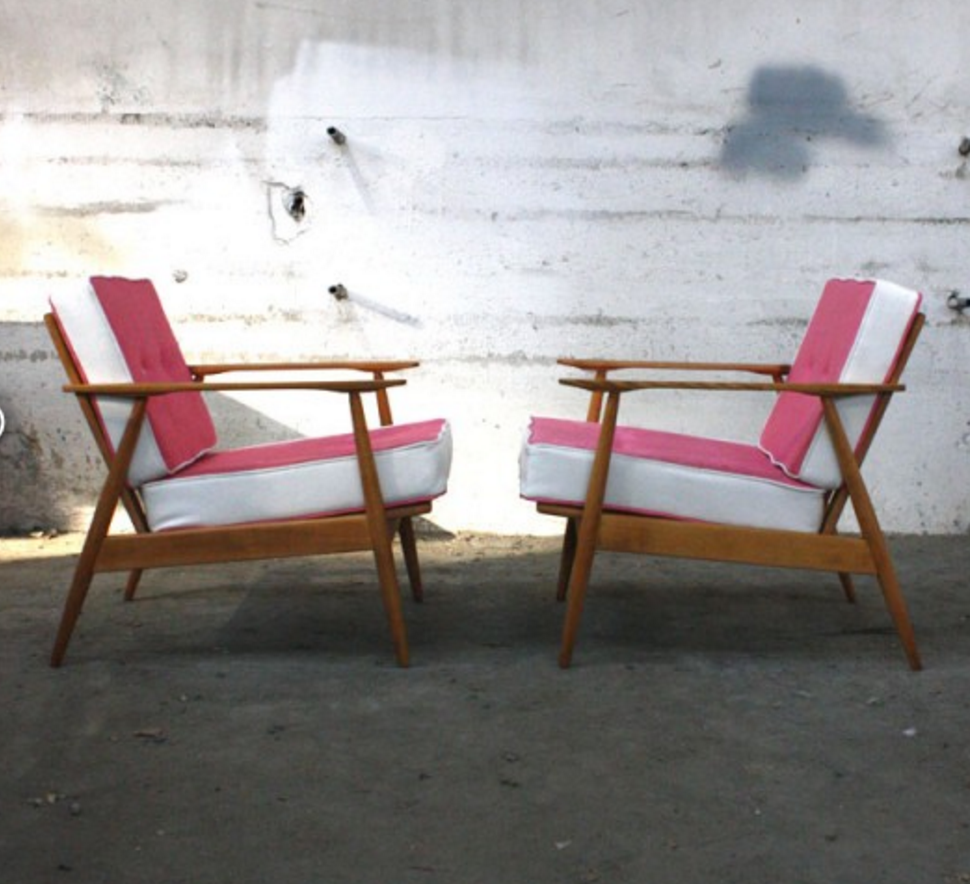 Fauteuil scandinave vintage rose