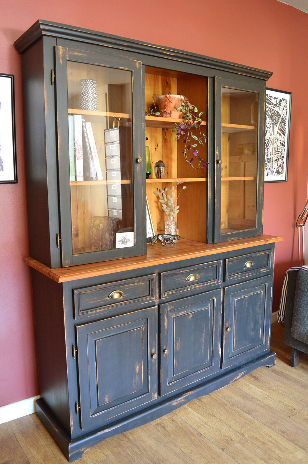 Patinated black cupboard