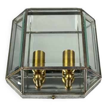 60s 70s wall lamp wall light glass & metal vintage space age design